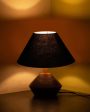 Black Cotton Table Lamp with Wood Natural Base | 10x12 inches Cheap