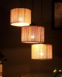 Beige Bamboo Round Drum Cluster Hanging Lamp Online Sale