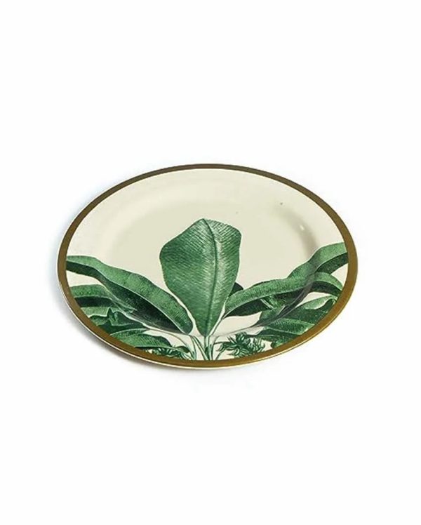 Biodegradable Green Leaves Bamboo Dinner Plates | Set Of 5 For Cheap