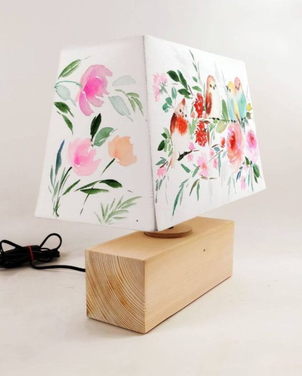 Rectangle New Birds Lamp Shaded Cotton Table Lamp Cheap