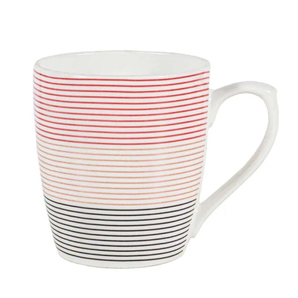 Symmetric Straight Multicolor Lines Fine Bone China Tea Cups | 160ml | Set of 6 Online Hot Sale