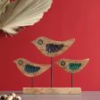 Water Color 3 Birds On Stand Wooden Sculpture Online Sale