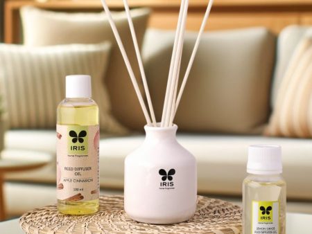 Lemongrass Reed Diffuser Set With Oil Reed Sticks And Apple Cinnamon Reed Diffuser Refill Pack | 60ml Fashion