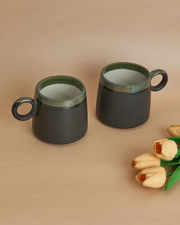 Black Glazed Studio Pottery Mugs | 450ml | Set Of 2 Online Hot Sale