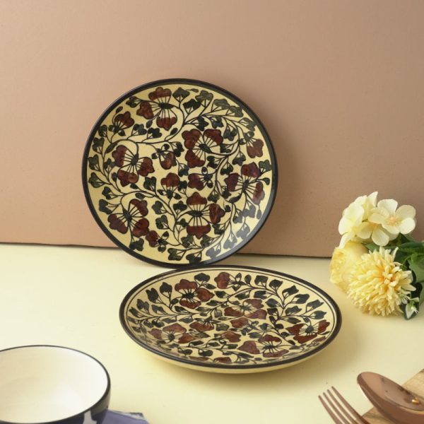 Bael Leaves Ceramic Small Plates | Set of 2 | 7 Inches Online Sale