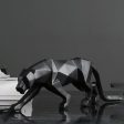 Black Matte Finish Modern Art Resin Geometric Panther Statue Hot on Sale