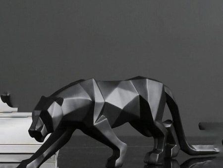 Black Matte Finish Modern Art Resin Geometric Panther Statue Hot on Sale