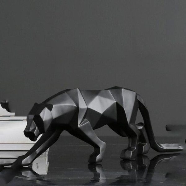 Black Matte Finish Modern Art Resin Geometric Panther Statue Hot on Sale