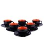 Black Colored Ceramic Cup Saucer Set | Set Of 12 Pcs Supply