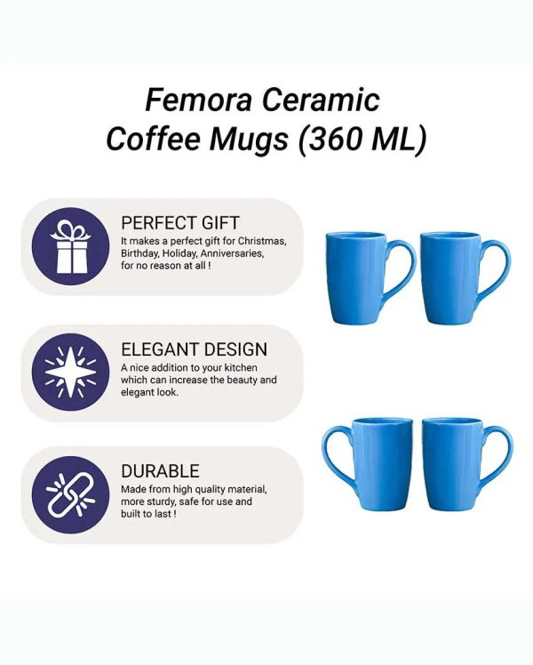 Blue Ceramic Coffee Mug | 360 ml For Discount