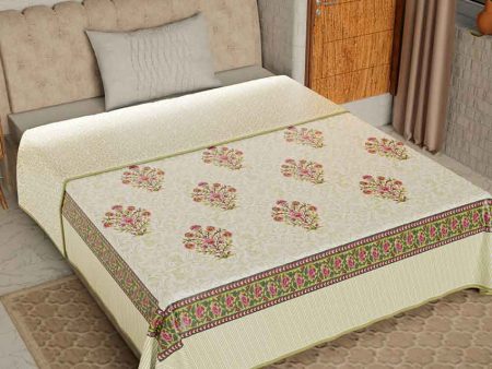 Elegant Flowers & Plants Block Printed Cotton Dohar | Single Bed | 90 X 60 inches on Sale