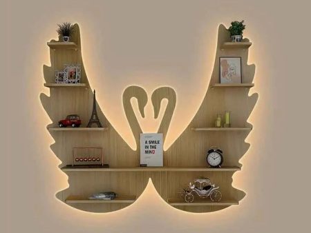 Beautiful Loving Swan Backlit Designer Wooden Wall Shelf | 32 x 27 inches Discount