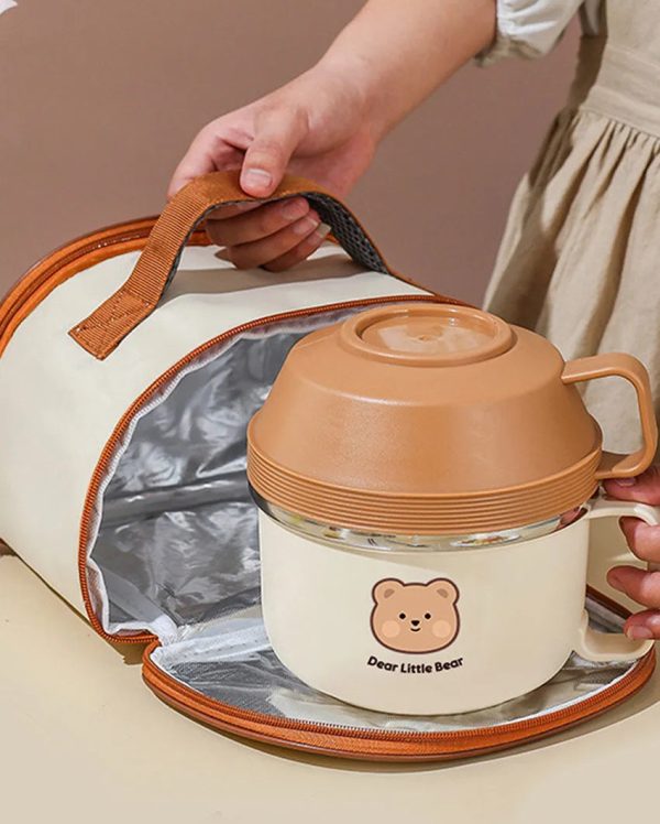 Bear Dual Handle Soup & Noodles Lunch Box with Cover Online Hot Sale