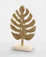 Big Gold Leaf Sculpture with Marble Base Decor Object | 6 x 2 inches on Sale