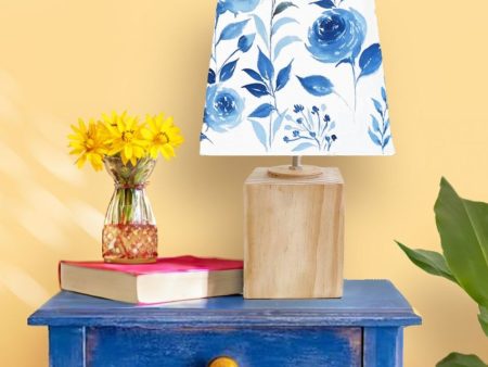 Blue Florals Shaded Empire Cotton Table Lamp | Blue Online