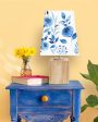 Blue Florals Shaded Empire Cotton Table Lamp | Blue Online