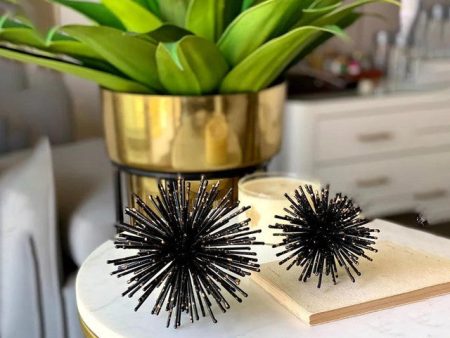 Sunburst Black Speckled Spheres | Black | Set Of 2 Discount