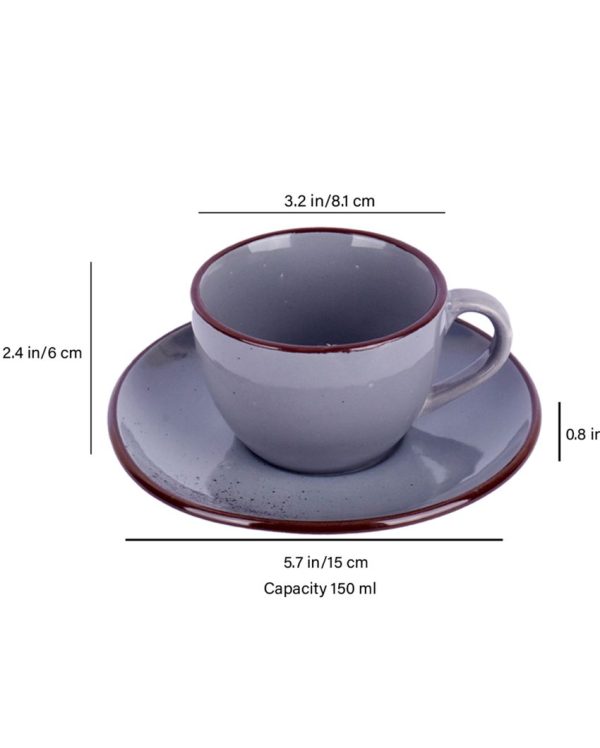 Blue Ceramic Cup and Saucer Set | 150 ML For Discount