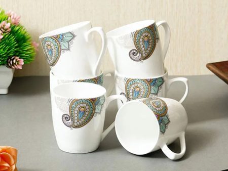 Bone China Handmade Painted Peacock Design Tea Coffee Cups | Set of 6 | 160 ML Supply