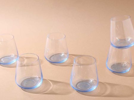 Siesta Whiskey Glass Blue Base Clear Bohemia Crystal Glassware | Set of 6 | 3 x 4 inches | 400ml Cheap