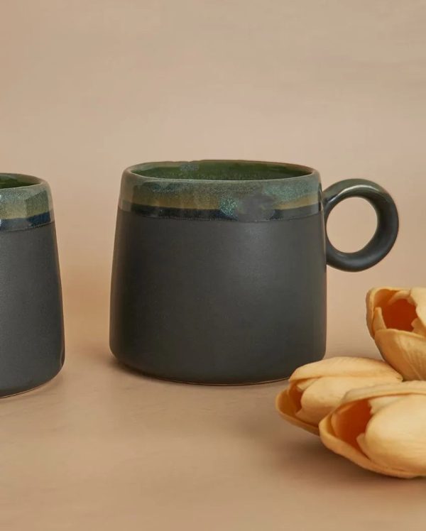 Black Glazed Studio Pottery Mugs | 450ml | Set Of 2 Online Hot Sale