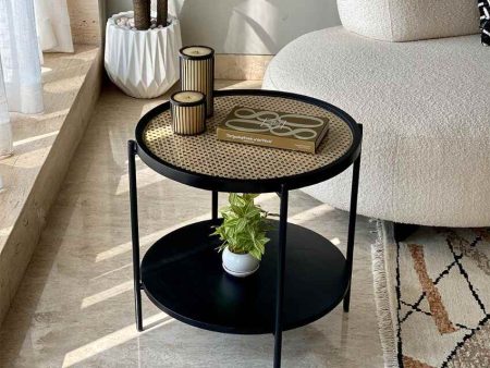 Beautiful Kovo Rattan Iron Side Table | Black | 20 x 20 inches Sale