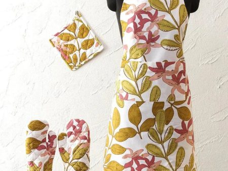 Pink Mulaga Apron, Pot Holder & 2 Gloves Set Online Hot Sale