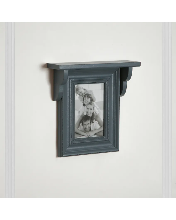 Grey Vertical Photo Frame with Wooden Shelf | 10 x 9 x 3 inches Fashion