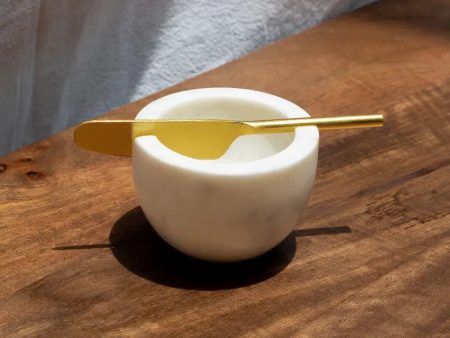 White Marble Butter Dish with Spoon Online Hot Sale