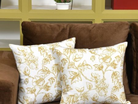 Yellow Flowers Cotton Cushion Covers | 16 x 16 inches For Cheap