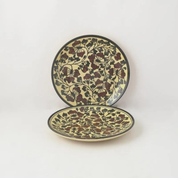 Bael Leaves Ceramic Small Plates | Set of 2 | 7 Inches Online Sale