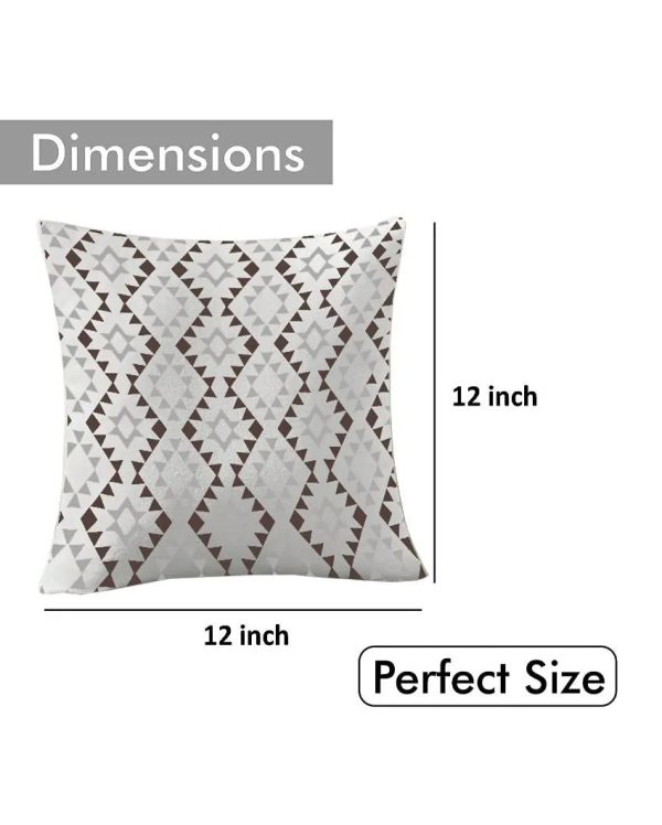 Beige Printed Heavy Twill Polyester Cushion Covers | Set of 5 | 12 x 12 inches For Discount