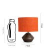 Orange Jute Table Lamp with Wood Natural base | 7x12 inches Supply