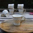 Fine Bone China Blue Craze Pattern on Golden Tea Cups | Set of 6 Supply