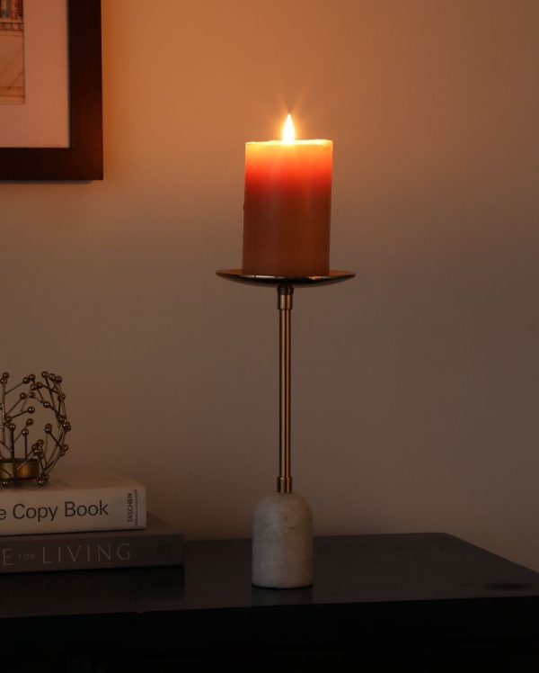 Semino Pri Pillar Aluminium Candle Stand | 4 x 10 inches on Sale