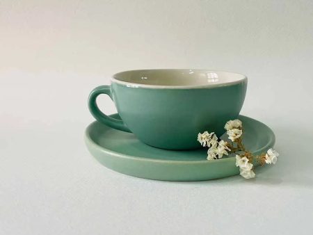 Latte Simple Design Ceramic Tea Cup & Saucer For Sale