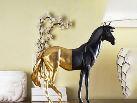 Black & Gold Bold Majestic Horse Showpiece For Cheap