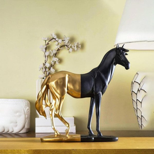 Black & Gold Bold Majestic Horse Showpiece For Cheap