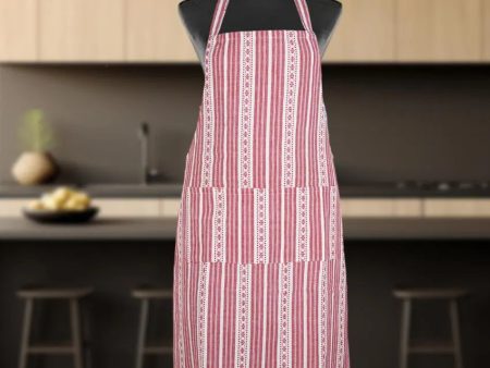 Pink Stiped Cotton Apron with Kitchen Towel, Gloves & Pot Holder Supply