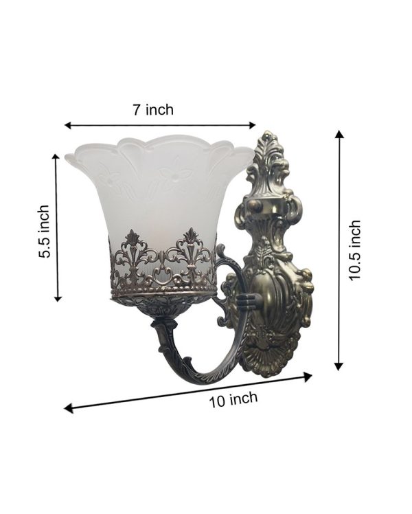 Antique Decorative Tulip Milky Shade Metal Wall Light | 7 x 10.5 x 10.5 inches Fashion