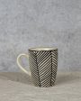 Black Stripes Coffee Ceramic Mugs | Set of 2 | 260 ml Online Sale