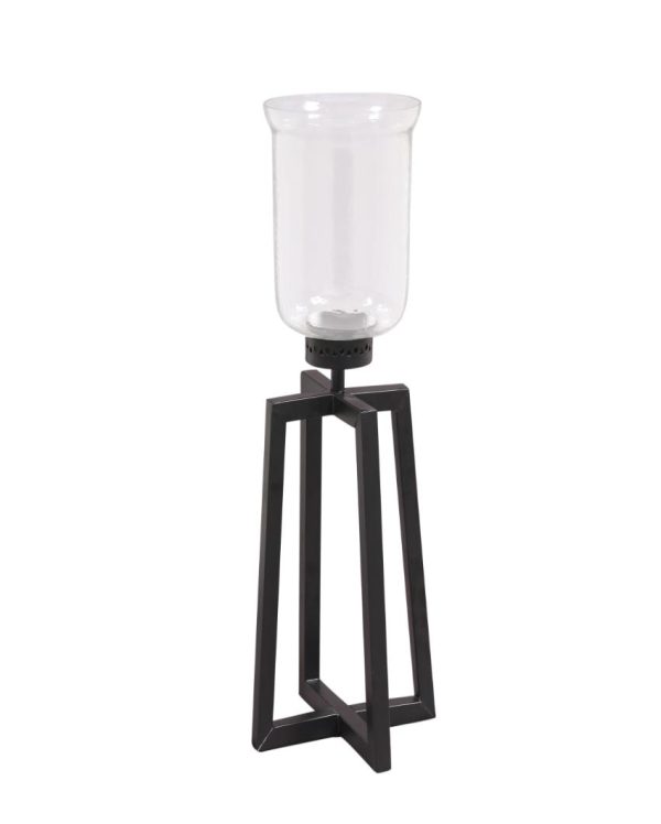 Black Hurricane Pillar Glass Candle Holder | Single Discount