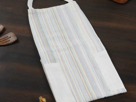 White Striped Cotton Apron | 35 x 31 inches Online Sale