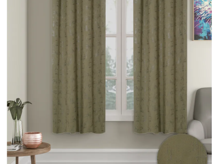 Olive Green Blackout Emboss Curtains | Set of 2 Discount