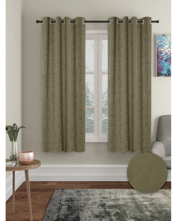 Olive Green Blackout Emboss Curtains | Set of 2 Discount