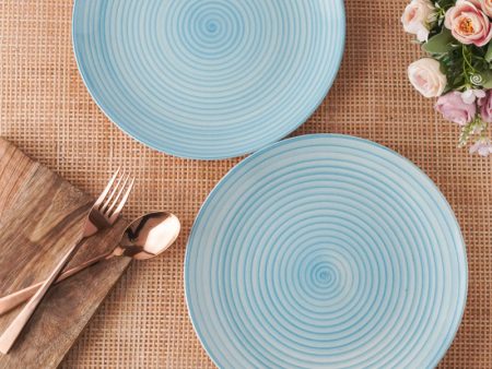 Blue Spiral Ceramic Dinner Plates | Set of 2 | 11 Inches Cheap