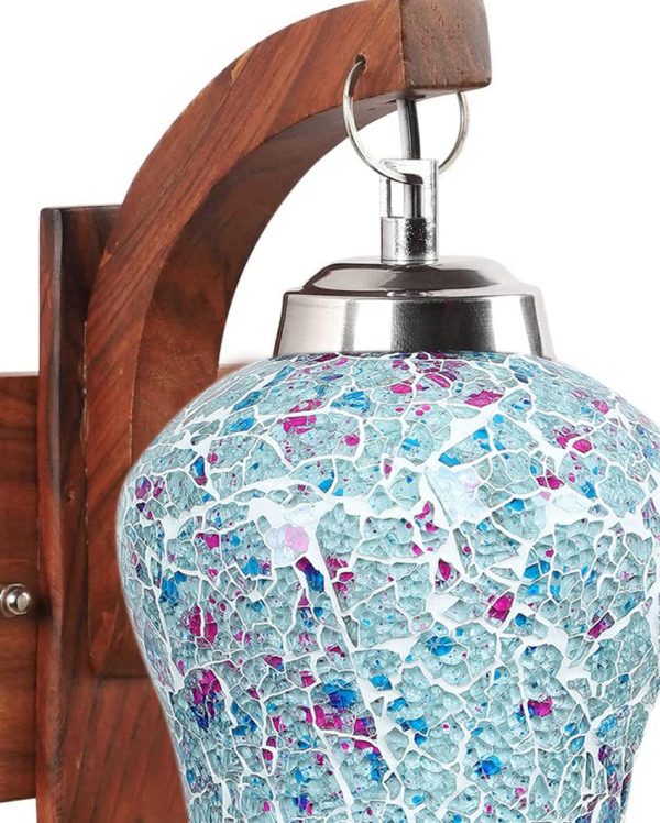 Ascent Mosaic Glass Wooden Wall Lamp Online now