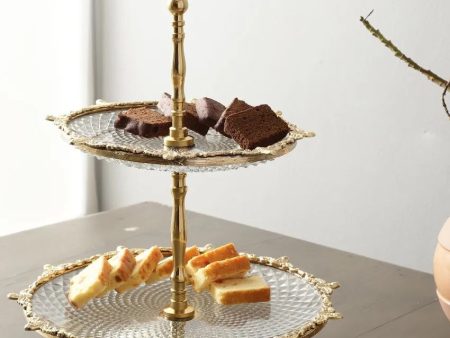 Gold Crystal Spike Double Cake Stand | 11 x 11 x 16 inches For Discount