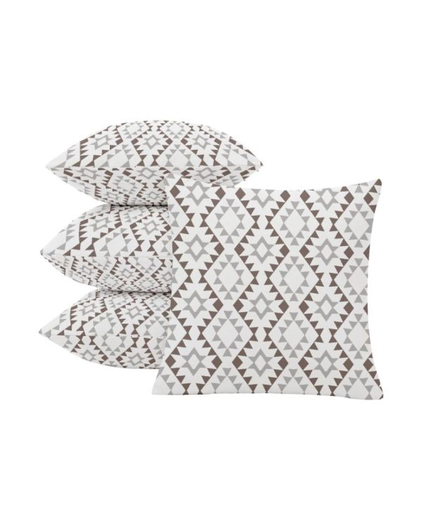 Beige Printed Heavy Twill Polyester Cushion Covers | Set of 5 | 12 x 12 inches For Discount