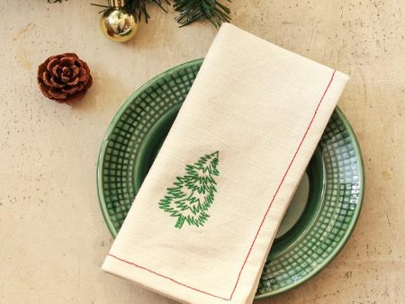 Off White Sparkling Tree Cotton Napkins | Set of 2 | 16 x 16 inches Online Hot Sale